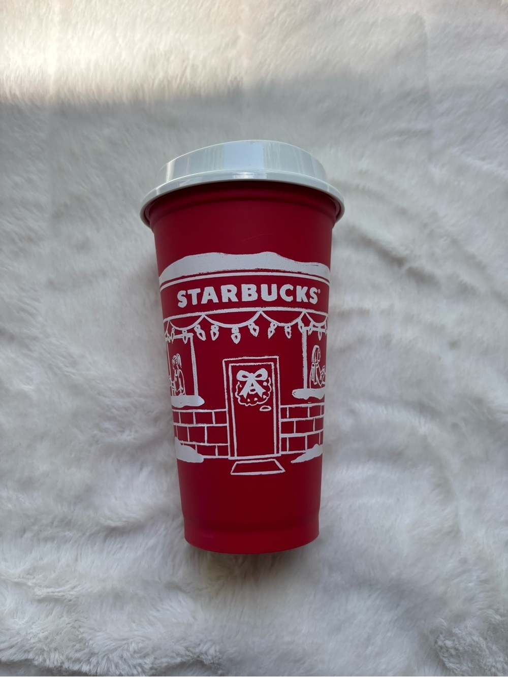 Starbucks Red Reusable Holiday Cup with White Lid